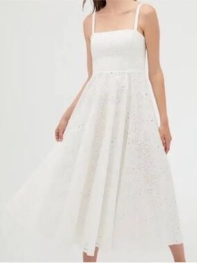 Hill House Margot Midi Dress in White Eyelet -S NWT